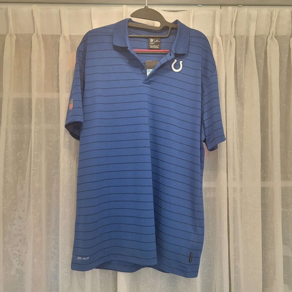 Nike Colts Dri Fit Striped Polo Blue On Field Size Medium NWT